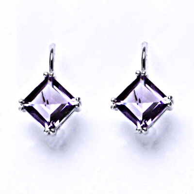 Stříbrné náušnice, přírodní ametyst světlý, náušnice na klapku, NK 1258