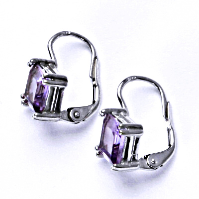 Stříbrné náušnice, přírodní ametyst světlý, náušnice na klapku, NK 1258