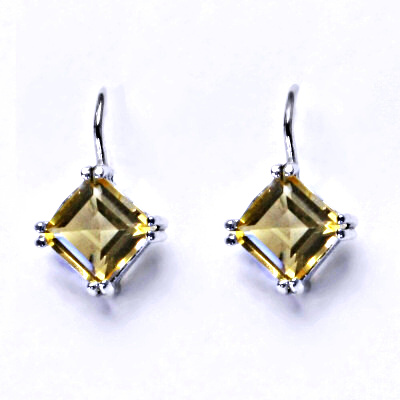 Stříbrné náušnice, přírodní citrín pálený,náušnice na klapku, NK 1258 