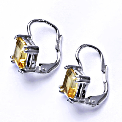 Stříbrné náušnice, přírodní citrín pálený,náušnice na klapku, NK 1258 