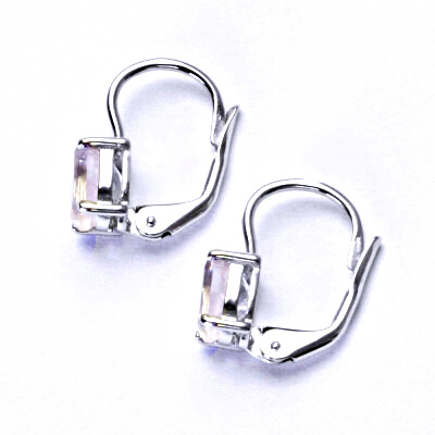 Zlaté náušnice,bílé i žluté zlato , přírodní růženín 7x5 mm - NK 1246 