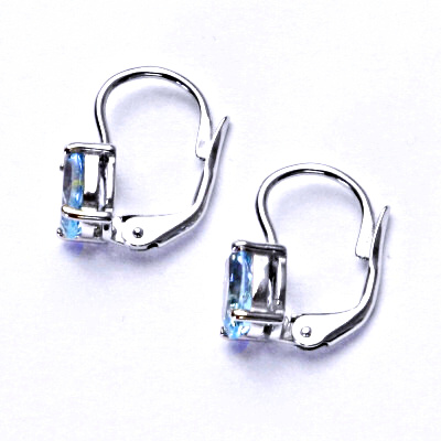 Stříbrné náušnice, přírodní topaz sky 7x5 mm - NK 1246