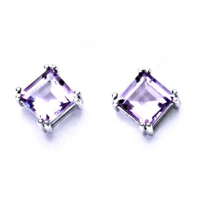 Stříbrné náušnice, přírodní ametyst světlý, náušnice na šroubek, NŠ 1258