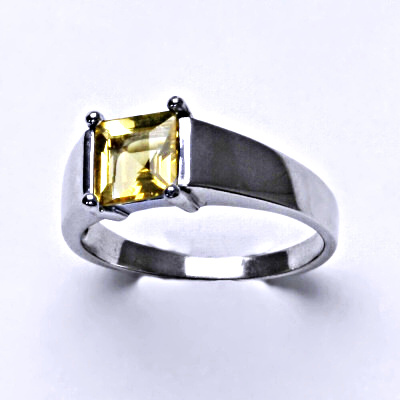 Stříbrný prsten, přírodní citrín pálený, prstýnek ze stříbra, T 1404 