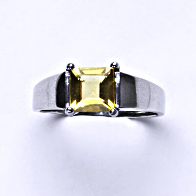 Stříbrný prsten, přírodní citrín pálený, prstýnek ze stříbra, T 1404 