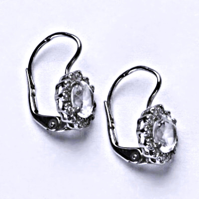 Zlaté náušnice, čiré zirkony a přírodní křišťál, bílé i žluté zlato - NK 1495