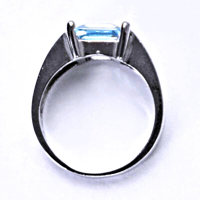 Stříbrný prsten, přírodní topaz sky 8x8 mm, prstýnek s topazem, T 1272