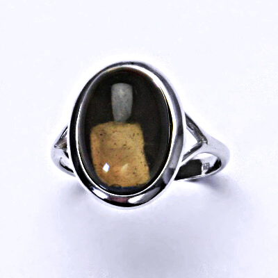 Zlatý prsten, bílé i žluté zlato, přírodní kámen záhněda - T 1454  m