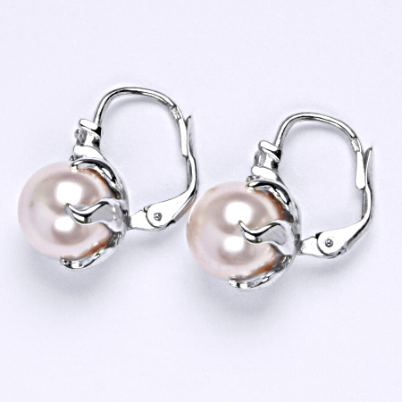 Stříbrné náušnice Swarovski perly rosaline NK 1190