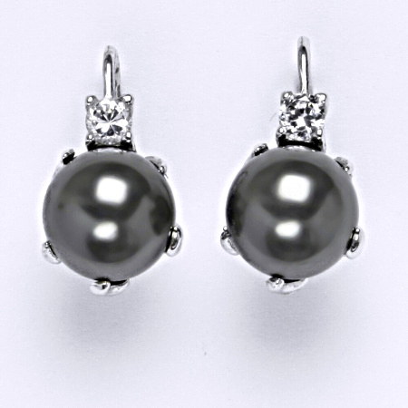 Stříbrné náušnice Swarovski perly dark gray NK 1190