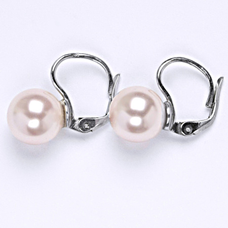Stříbrné náušnice. šperk. Swarovski perly rosaline 10 mm NK 1183