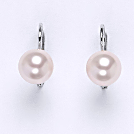 Stříbrné náušnice Swarovski perly rosaline 8 mm NK 1183