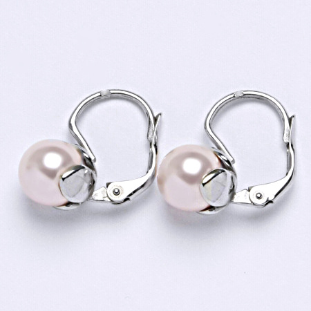 1 Stříbrné náušnice Swarovski perly rosaline 8 mm NK 1352