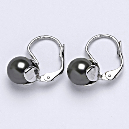 Stříbrné náušnice. šperk. Swarovski perly dark gray NK 1351