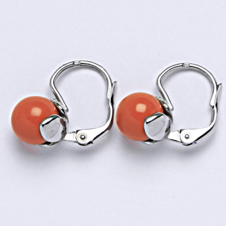 Stříbrné náušnice Swarovski perly coral 8 mm NK 1352