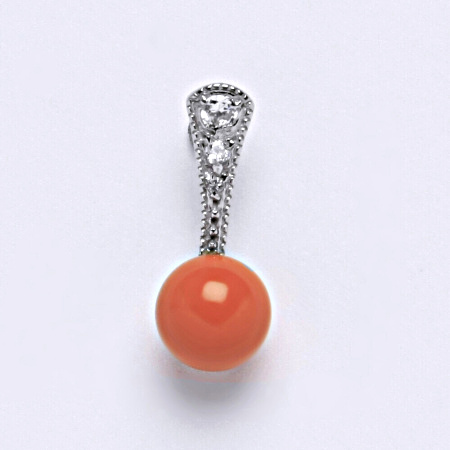 Stříbrný přívěšek Swarovski perla coral P 1241