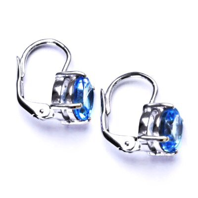 Zlaté náušnice, přírodní topaz swiss 8 mm , bílé i žluté zlato - NK 1357