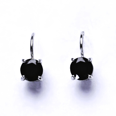 Stříbrné náušnice, přírodní černý spinel ,pleonast 6 mm - NK 1250 