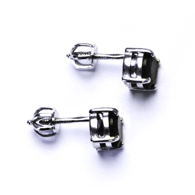 Stříbrné náušnice, přírodní spinel ,pleonast 6 mm - NŠ 1250 