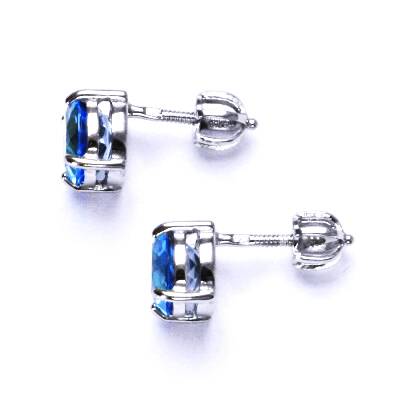Zlaté náušnice, bílé i žluté zlato , přírodní topaz swiss 8 mm - NŠ 1357