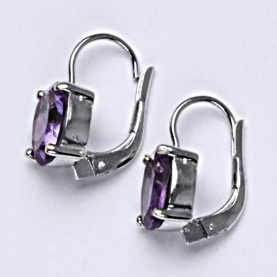 Stříbrné náušnice, přírodní ametyst světlý, 10 x 8 mm, NK 1467