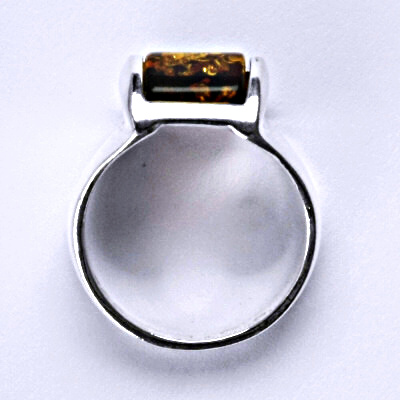 Stříbrný prsten s přírodním jantarem, prsten ze stříbra, jantar 6,01g