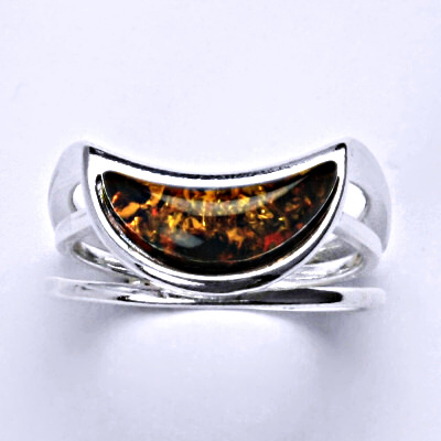 Stříbrný prsten s přírodním jantarem, prsten ze stříbra, jantar 5,16 g