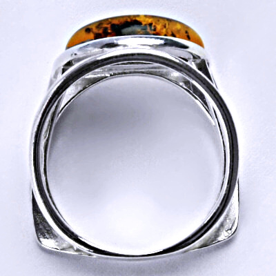 Stříbrný prsten s přírodním jantarem, prsten ze stříbra, jantar 5,16 g