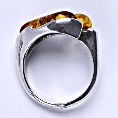 Stříbrný prsten s přírodními jantary, prsten ze stříbra, jantar 4,15 g