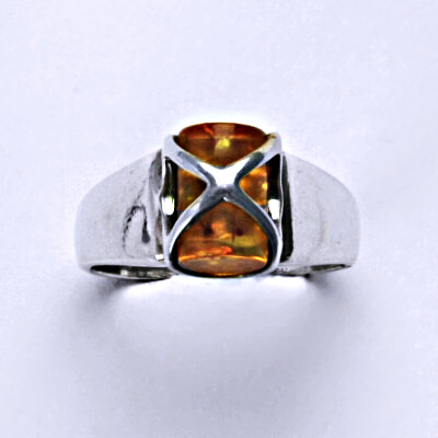 Stříbrný prsten s přírodním jantarem, prsten ze stříbra, jantar, 3,32g