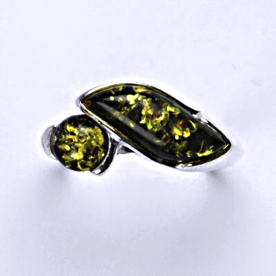 Stříbrný prsten s přírodními jantary, prsten ze stříbra, jantar, 4,13 g