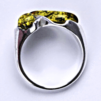 Stříbrný prsten s přírodními jantary, prsten ze stříbra, jantar, 4,13 g