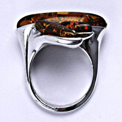 Stříbrný prsten s přírodními jantary, prsten ze stříbra, jantar, 7,93 g