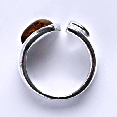 Stříbrný prsten s přírodním jantarem, prsten ze stříbra, jantar, 5,34 g