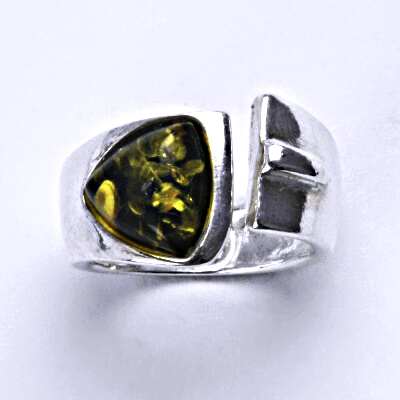 Stříbrný prsten s přírodním jantarem, prsten ze stříbra, jantar, 5,33 g