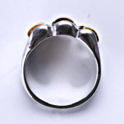 Stříbrný prsten s přírodními jantary, prsten ze stříbra, jantar, 5,41g