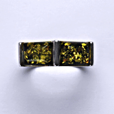 Stříbrný prsten s přírodními jantary, prsten ze stříbra, jantar, 4,82 g 