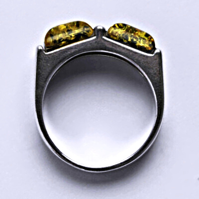 Stříbrný prsten s přírodními jantary, prsten ze stříbra, jantar, 4,82 g 