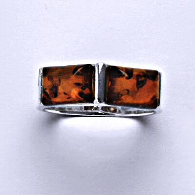 Stříbrný prsten s přírodními jantary, prsten ze stříbra, jantar, 4,81 g