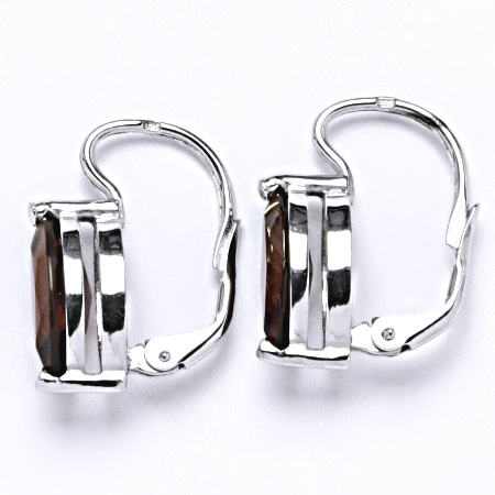 Stříbrné náušnice, přírodní granát 12x6 mm - NK 1363