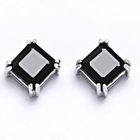 Stříbrné náušnice, přírodní granát 8x8 mm - NŠ 1259