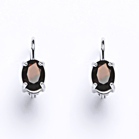 Stříbrné náušnice, přírodní granát 7x5 mm - NK 1246