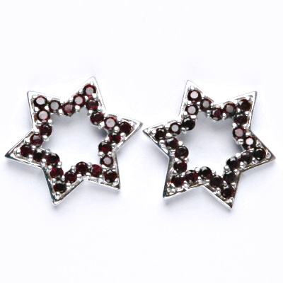 Stříbrné náušnice, přírodní granát, šperky s granáty, 6,22 g