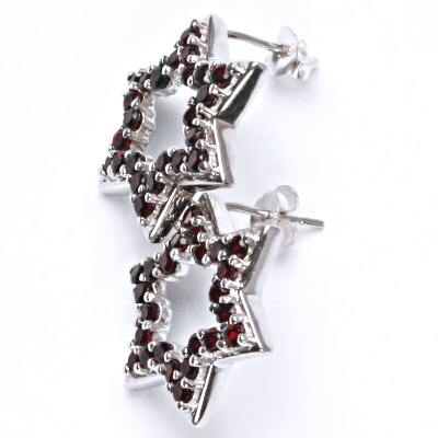 Stříbrné náušnice, přírodní granát, šperky s granáty, 6,22 g