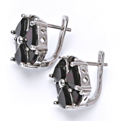 Stříbrné náušnice, přírodní granát, šperky s granáty, 13,30 g