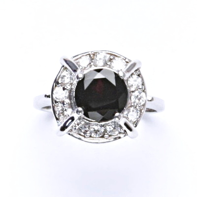 Stříbrný prsten, přírodní granát, šperky s granáty, 6,26 g, vel. 56