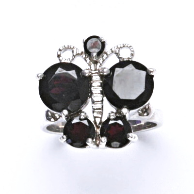 Stříbrný prsten, přírodní granát, šperky s granáty, 5,88 g, vel. 55