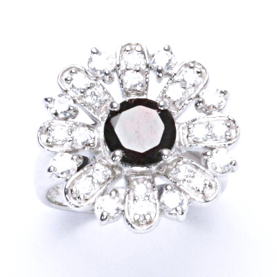 Stříbrný prsten, přírodní granát, šperky s granáty, 9,71 g