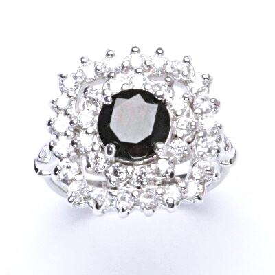 Stříbrný prsten, přírodní granát, šperky s granáty, 8,13 g, vel.59