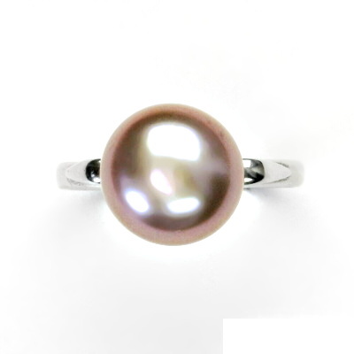 Stříbrný prstýnek, přírodní perla růžová velká, prsten ze stříbra, T 1510
